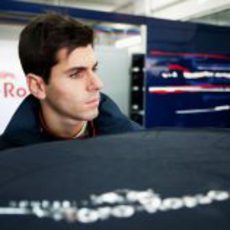 Jaime Alguersuari, en el box de Toro Rosso