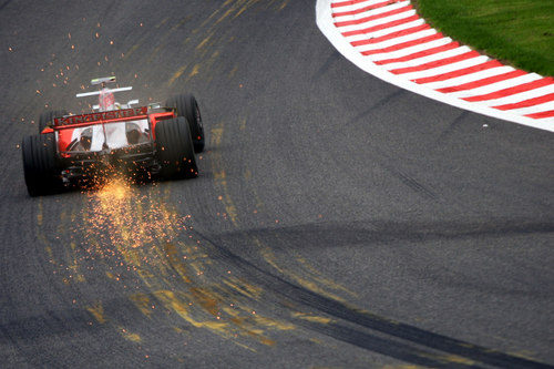 Fisichella en Eau Rouge