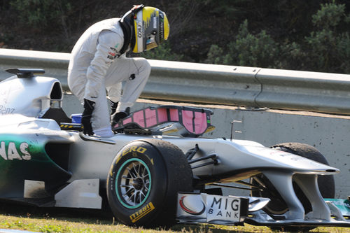 Problemas para Rosberg con el W02 en Jerez