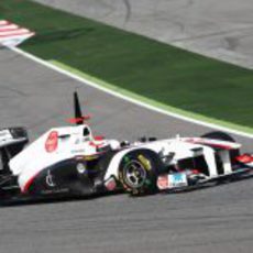 El Sauber de Kobayashi en acción en Montmeló