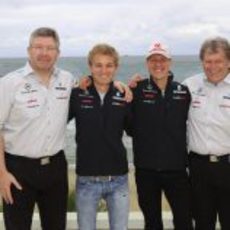 Brawn, Rosberg, Schumacher y Haug en Melbourne