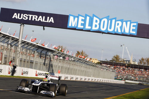 Maldonado en la recta principal de Albert Park