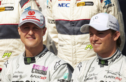 Schumacher y Rosberg en la foto oficial