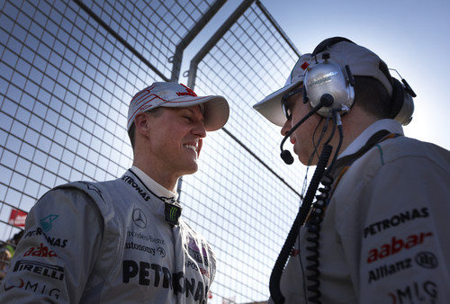 Schumacher en la parrilla de Albert Park