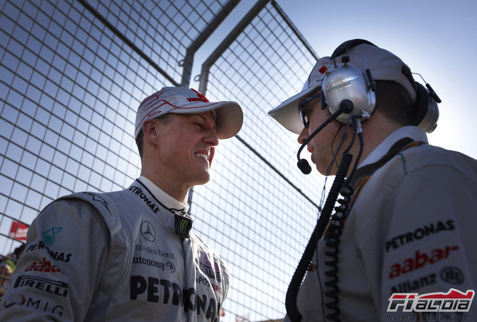 Schumacher en la parrilla de Albert Park