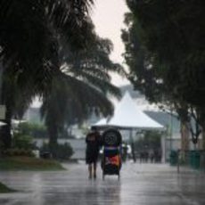 Diluvio en el paddock de Sepang