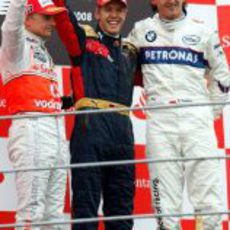 Los tres vencedores de Monza