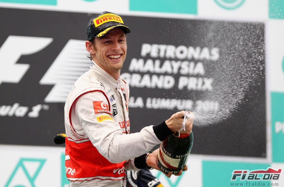 Jenson Button en el podido del GP de Malasia 2011