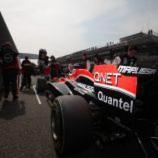 Jerome D'Ambrosio en la parrilla del circuito de Shanghai