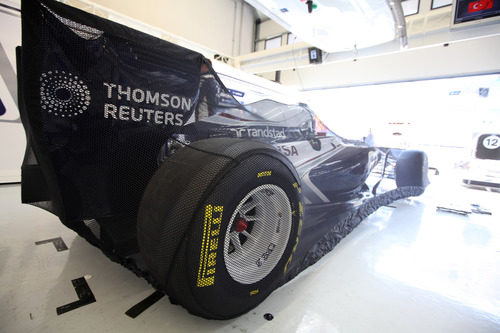 El Williams FW33 guardado justo antes de la carrera