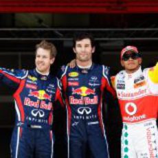 Webber, Vettel y Hamilton, los tres primeros el sábado en el GP de España 2011
