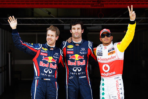 Webber, Vettel y Hamilton, los tres primeros el sábado en el GP de España 2011