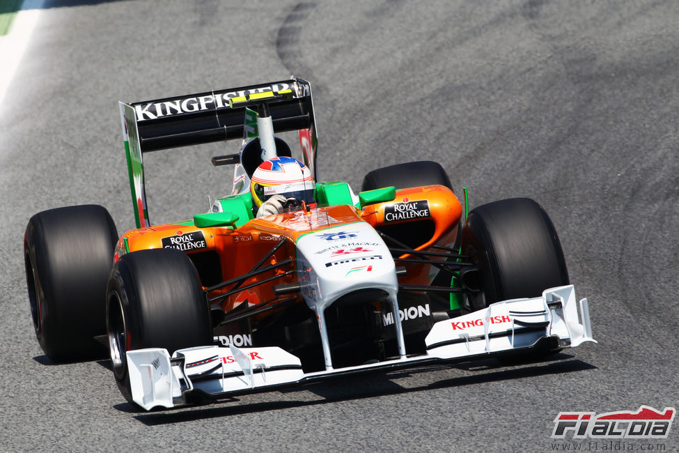 Di Resta en los entrenamientos del sábado en Montmeló