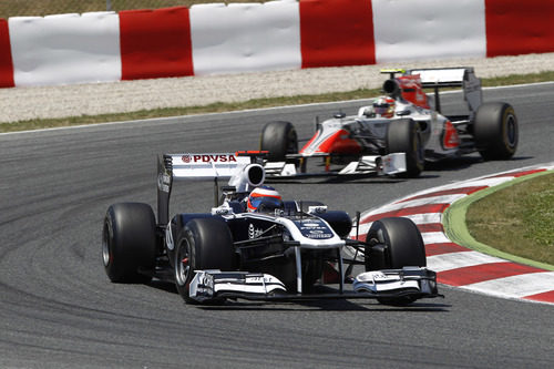 Rubens Barrichello durante la carrera del GP de España 2011