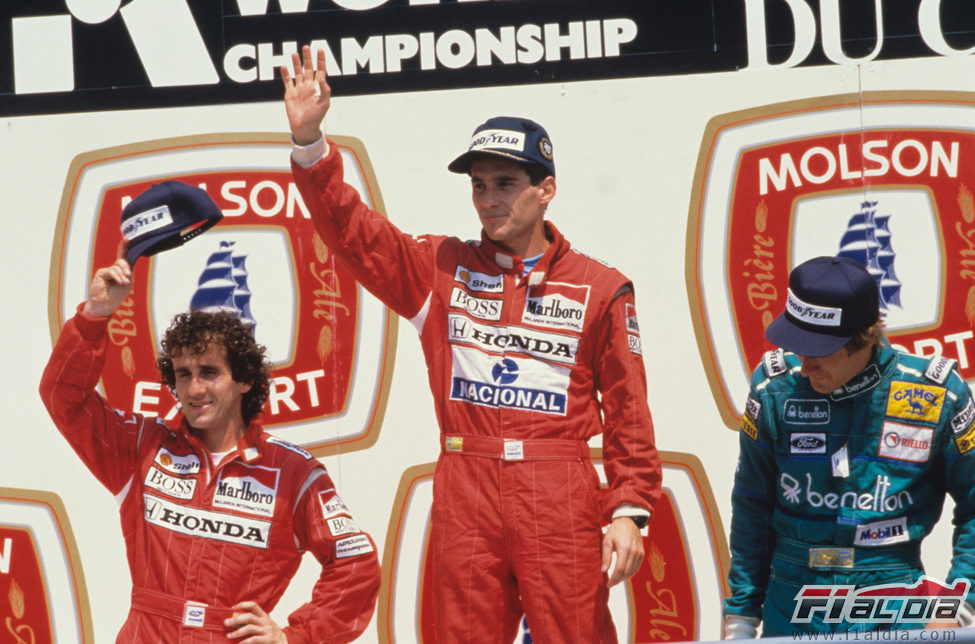 Senna y Prost juntos en el podio