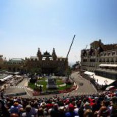 Panorámica de la curva del Casino de Montecarlo en Mónaco 2011