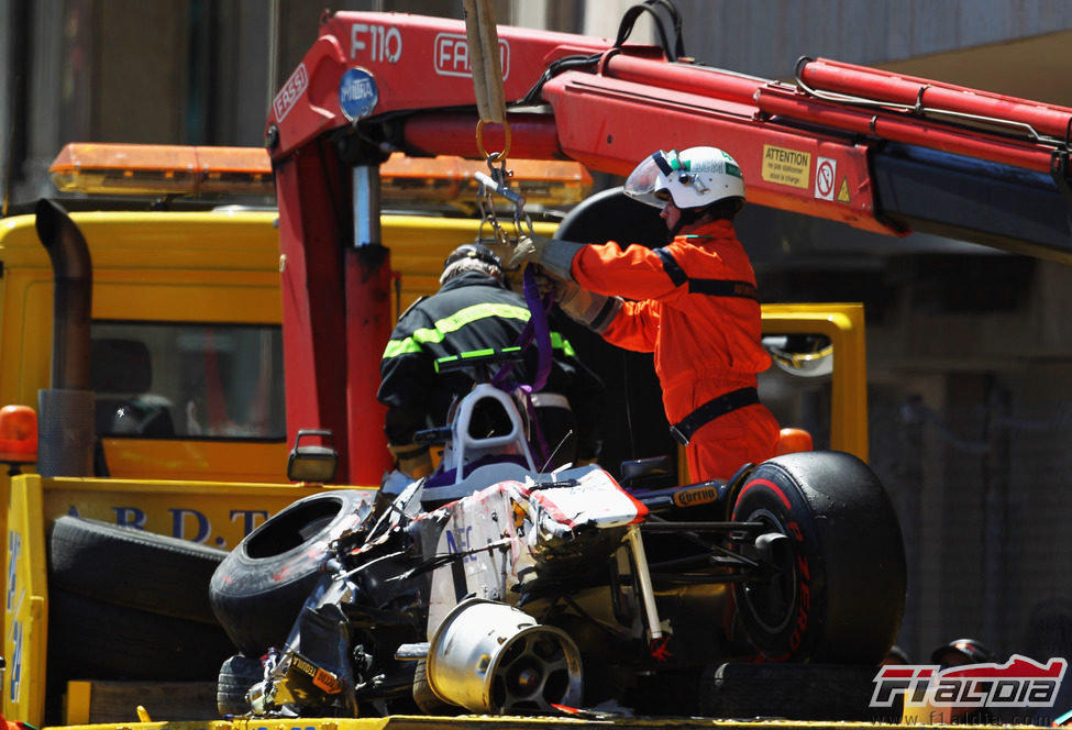 Sergio Pérez sufrió un accidente muy fuerte en el GP de Mónaco 2011