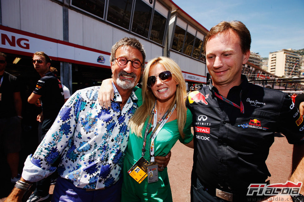 Eddie Jordan, Geri Halliwell y Christian Horner en el GP de Mónaco 2011