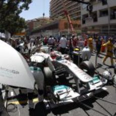 Michael Schumacher en la parrilla del GP de Mónaco 2011