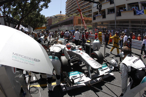 Michael Schumacher en la parrilla del GP de Mónaco 2011