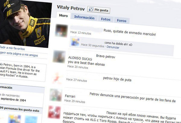 Petrov lamenta los insultos recibidos en Facebook