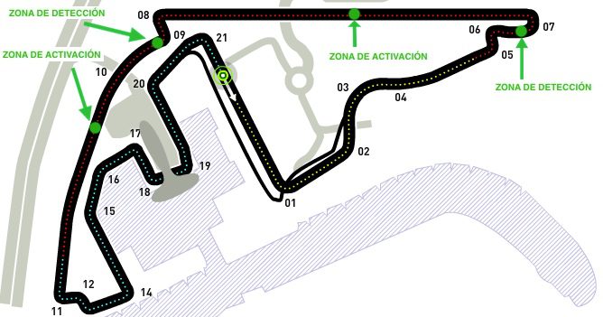 En Abu Dabi también habrá dos zonas de DRS
