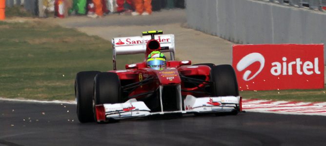 El alerón delantero del Ferrari de Massa