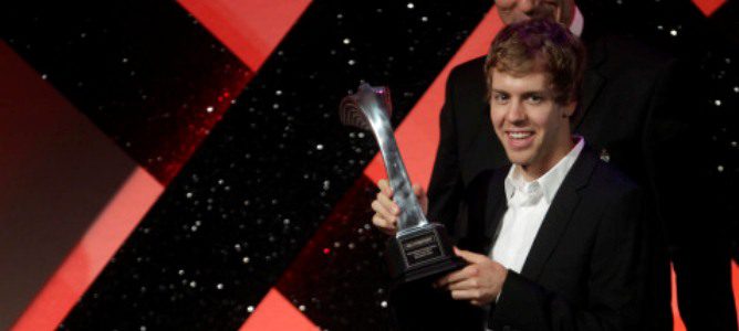 Sebastian Vettel en la entrega de premios