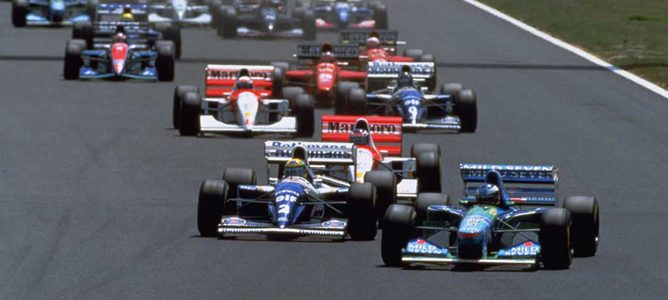 Salida GP Brasil 1994, Michael Schumacher y Ayrton Senna