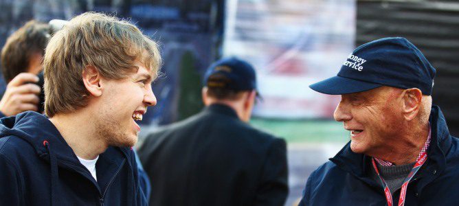 Niki Lauda y Sebastian Vettel en el GP de Australia