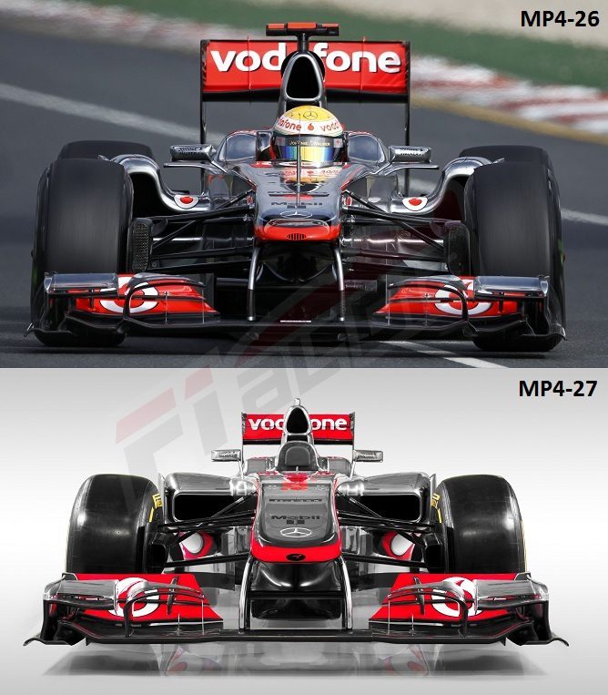 Comparación frontal MP4-27 con el MP4-26