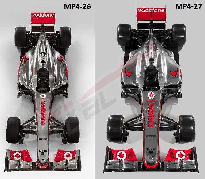 Comparación planta MP4-27 con el MP4-26