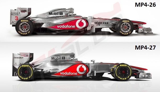 Comparación lateral MP4-27 con el MP4-26