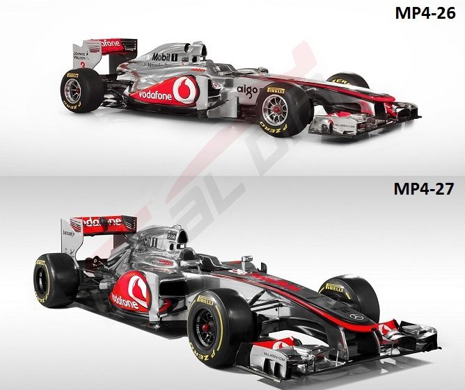 Comparación vista isométrica MP4-27 con el MP4-26