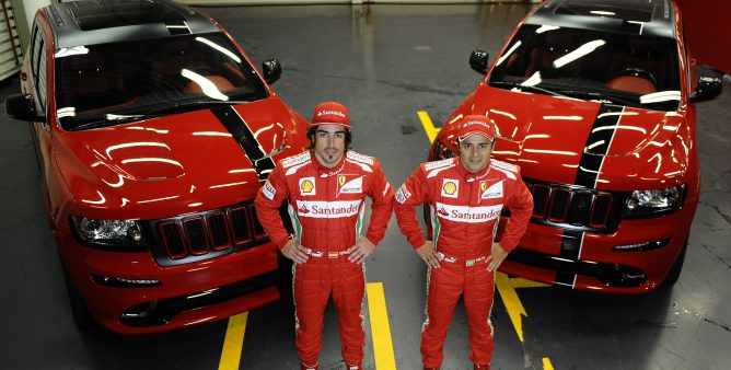 Alonso y Massa con los Jeep Grand Cherokee SRT8