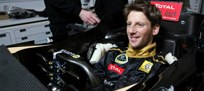 Romain Grosjean en el Lotus E20