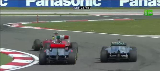 Massa, Rosberg y Button en el GP de Turquía 2011