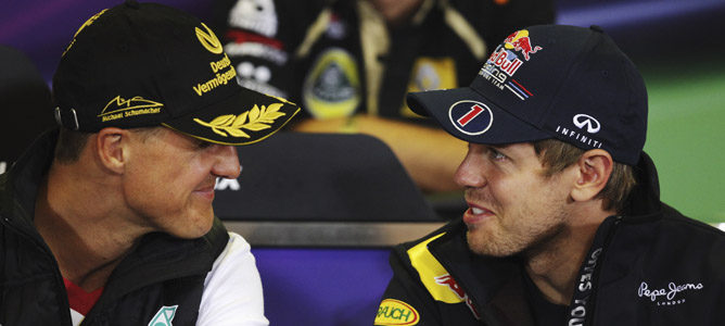 Vettel y Schumacher en rueda de prensa