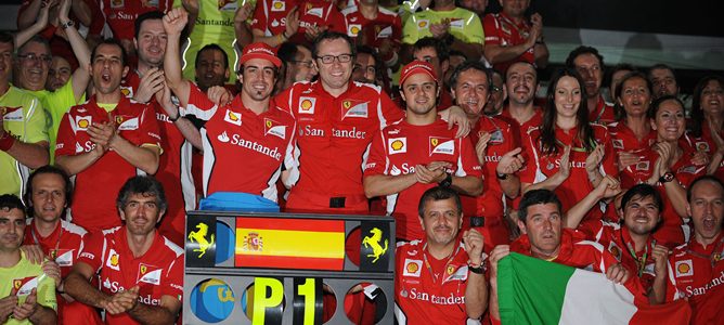 Scuderia Ferrari celebra en el GP de Malasia 