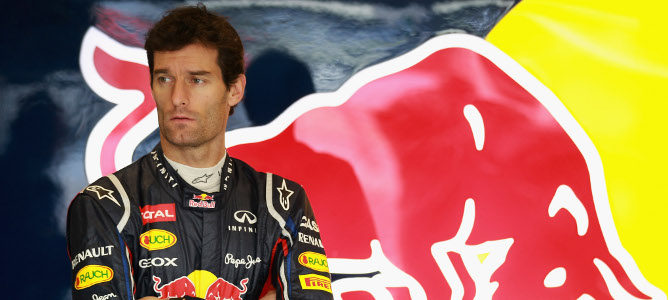 Mark Webber en el box de Red Bull