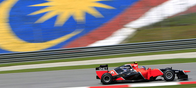 Charles Pic en el circuito de Sepang