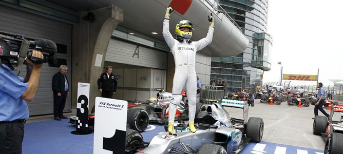 Nico Rosberg celebra la victoria del GP China
