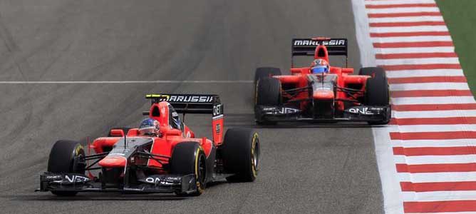 Los Marussia en el circuito de Sakhir