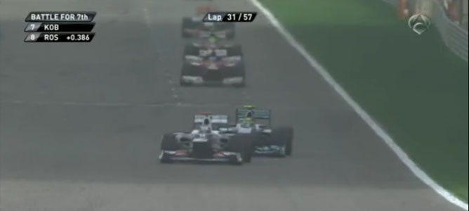 Rosberg y Kobayashi en el GP de Baréin