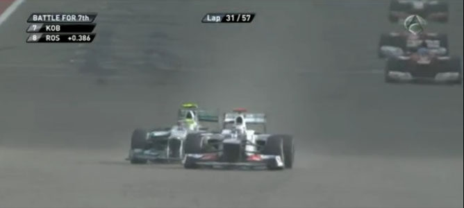 Rosberg y Kobayashi en el GP de Baréin