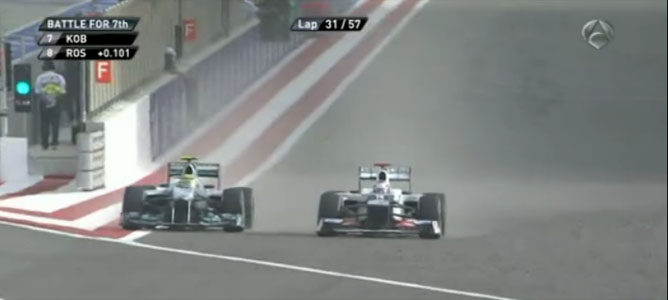 Rosberg y Kobayashi en el GP de Baréin