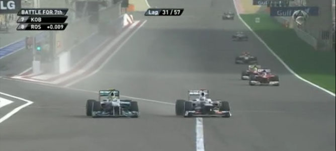 Rosberg y Kobayashi en el GP de Baréin