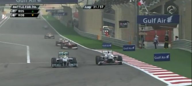 Rosberg y Kobayashi en el GP de Baréin