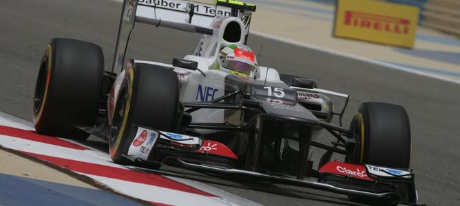 Sergio Pérez en el circuito de Sakhir