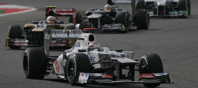 Kamui Kobayashi en el circuito de Sakhir